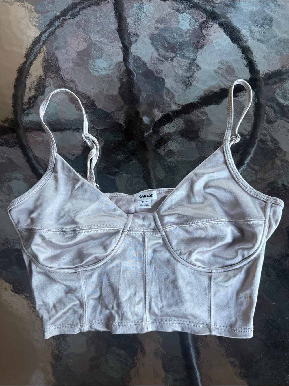 Garage Light Gray Bralette Crop Top with Adjustable Straps
